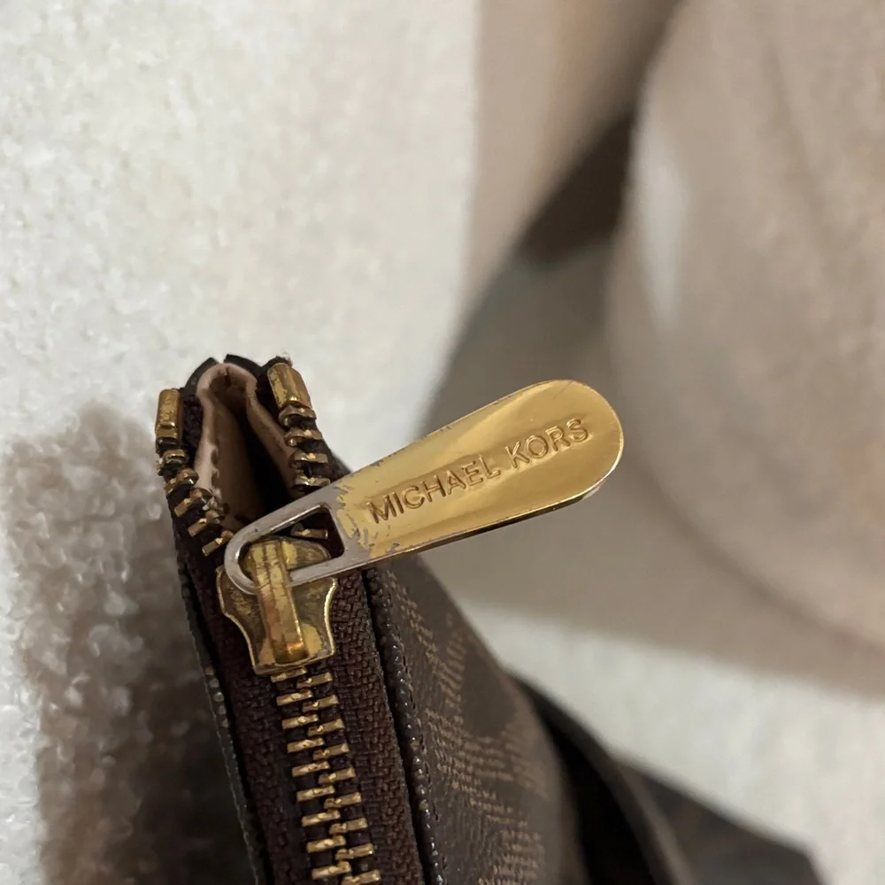 Michael Kors Dark Brown Tote with Gold Accents - Picture 3 of 8